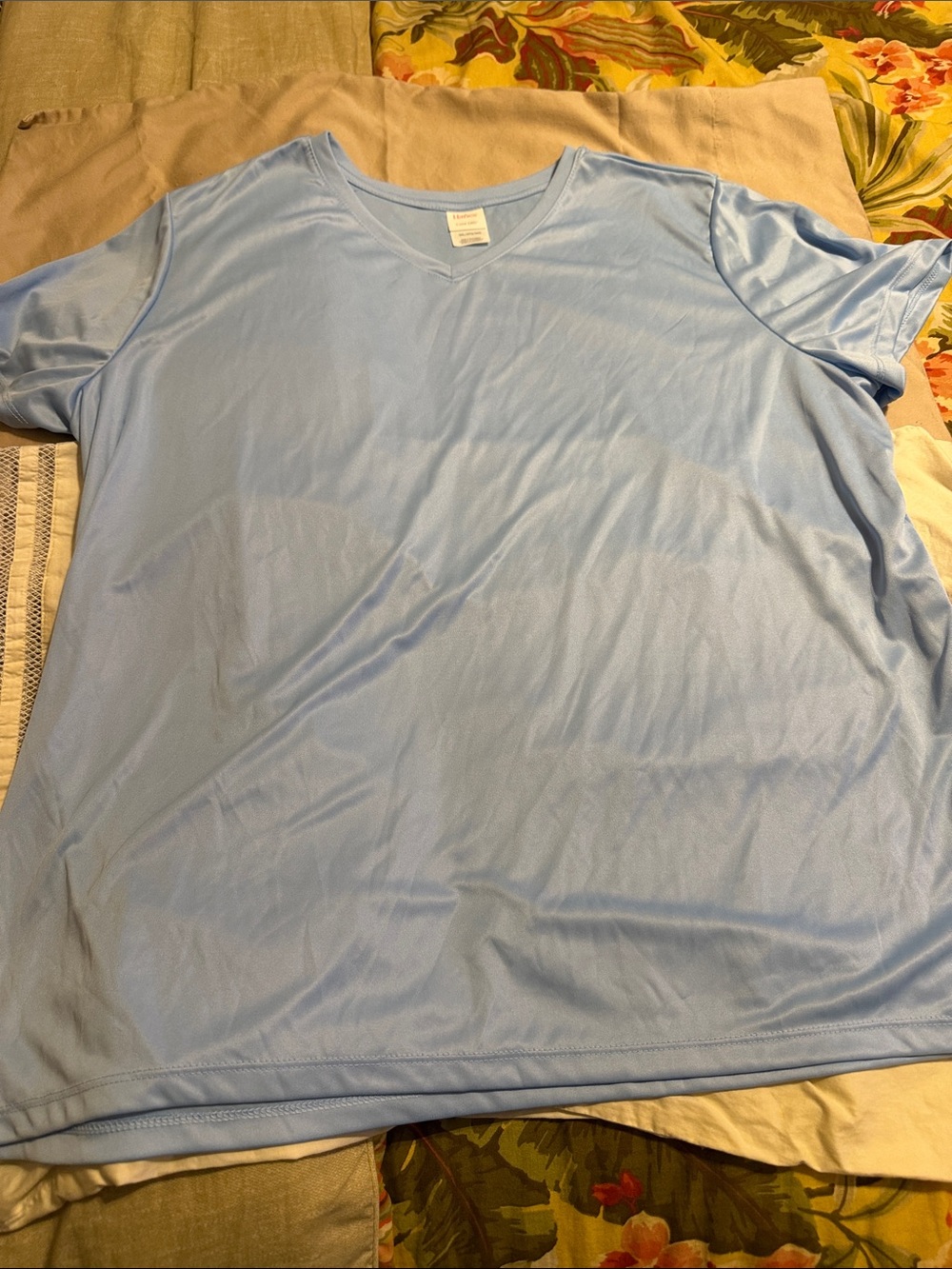 Hanes Light Blue V-Neck Short Sleeve Men’s Shirt